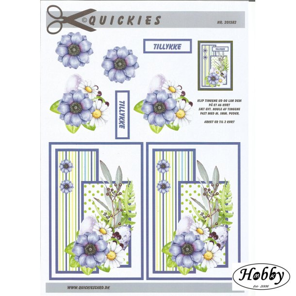 Forrsbuket i bl og hvide farver