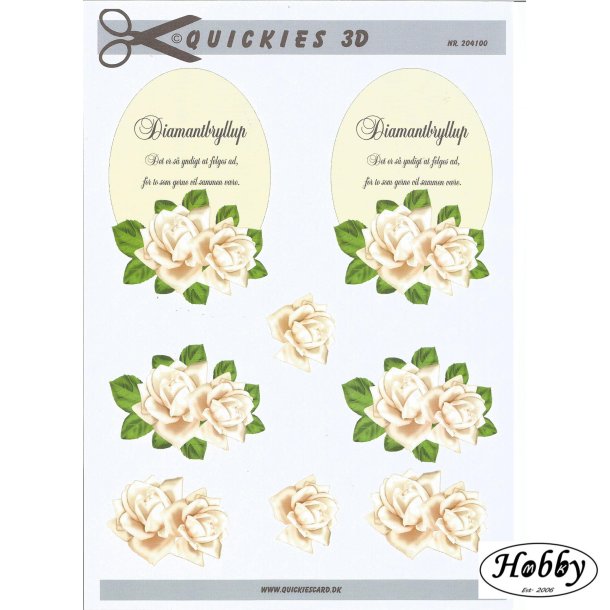Cremet rose med tekst Diamantbryllup