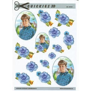 Konfirmations dreng i bl trje oval ramme