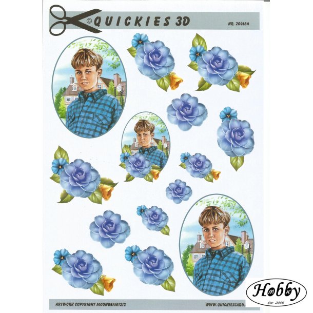 Konfirmations dreng i bl trje oval ramme