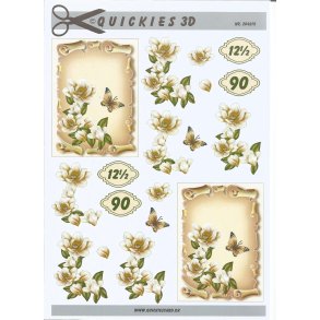 Pergament lysebrune blomst og sommerfugl