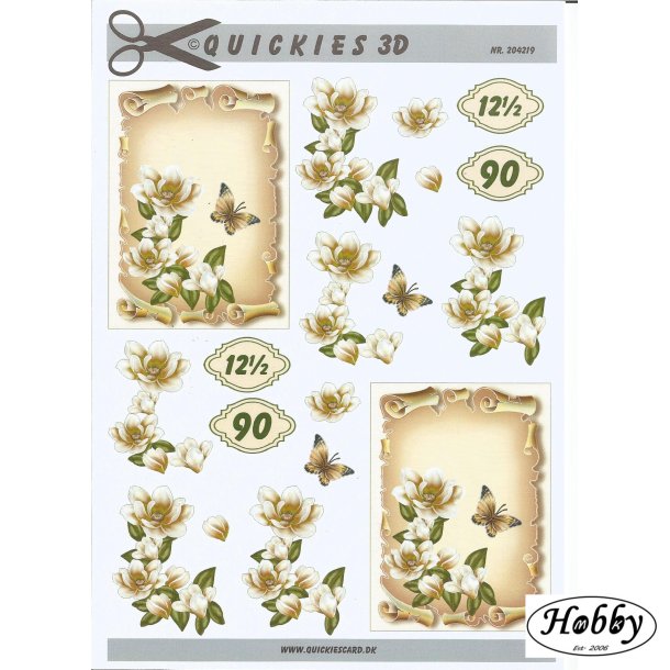 Pergament lysebrune blomst og sommerfugl