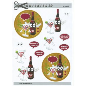 Sjov vin flaske m/ glas