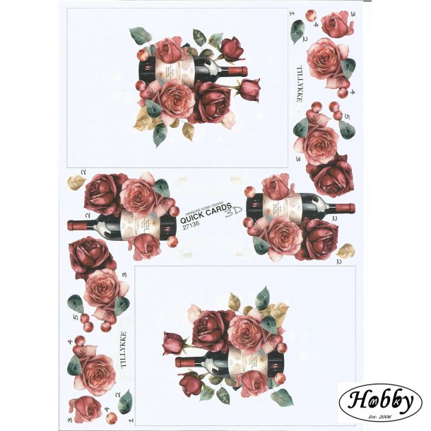 Quick cards vin og roser