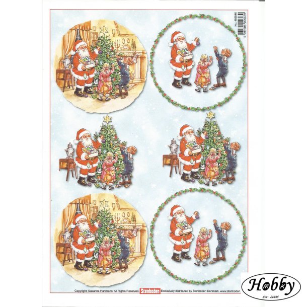 Nisse m/brn ved juletr