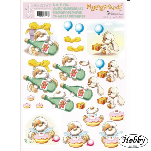 Hund m/ kage flaske og ballon