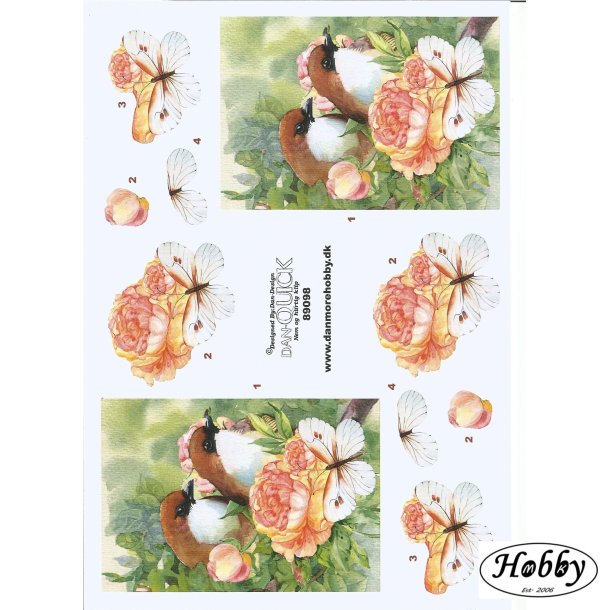 3D Blomster med fugle