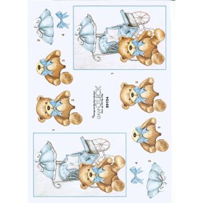 Barnevogn lysebl� m/ bamse