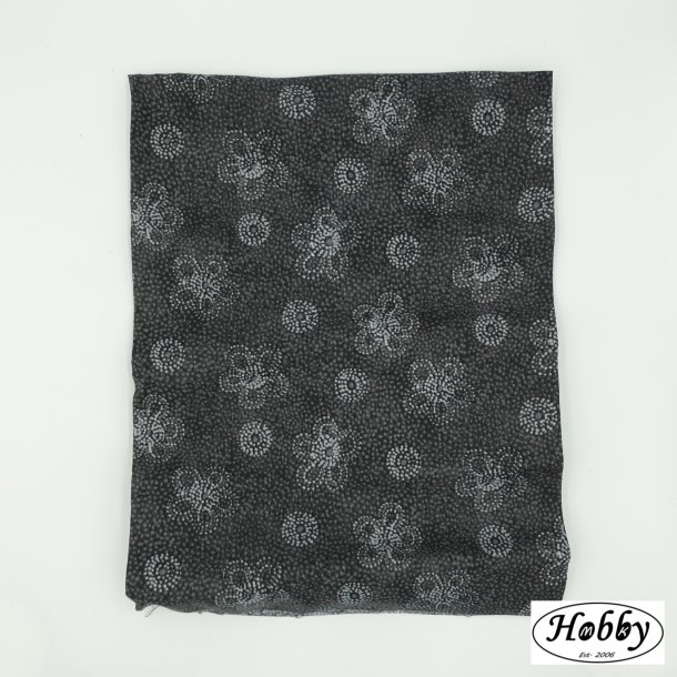 Sort/gr med blomster FQ