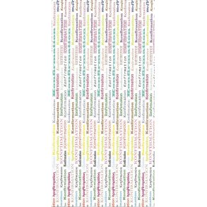 Konfirmationmed farvet skrift