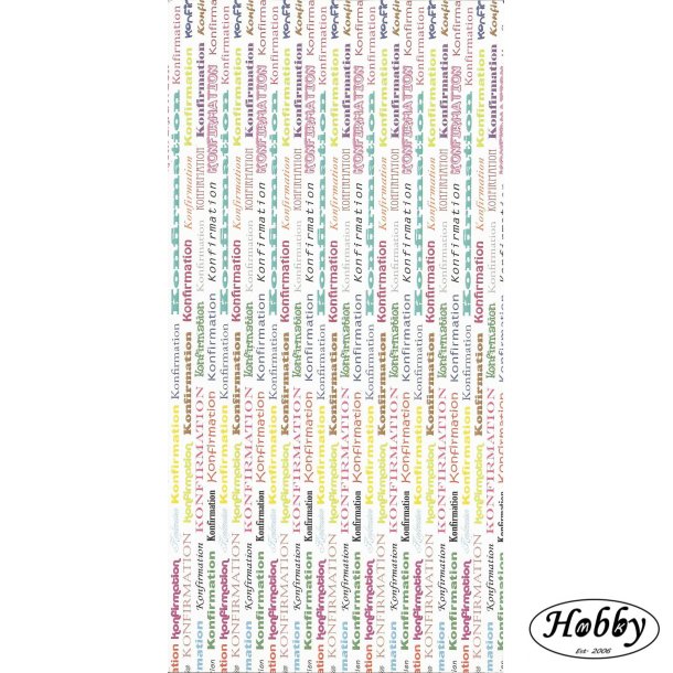 Konfirmationmed farvet skrift