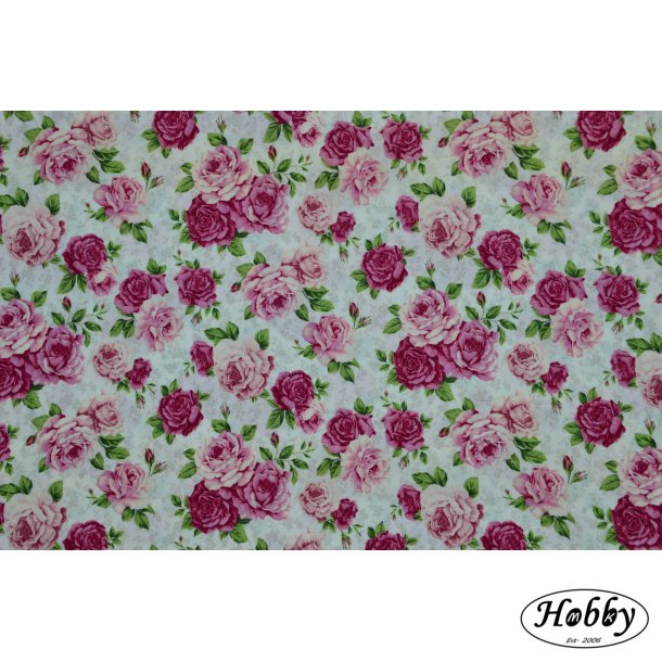 Pink roser p hvid bund