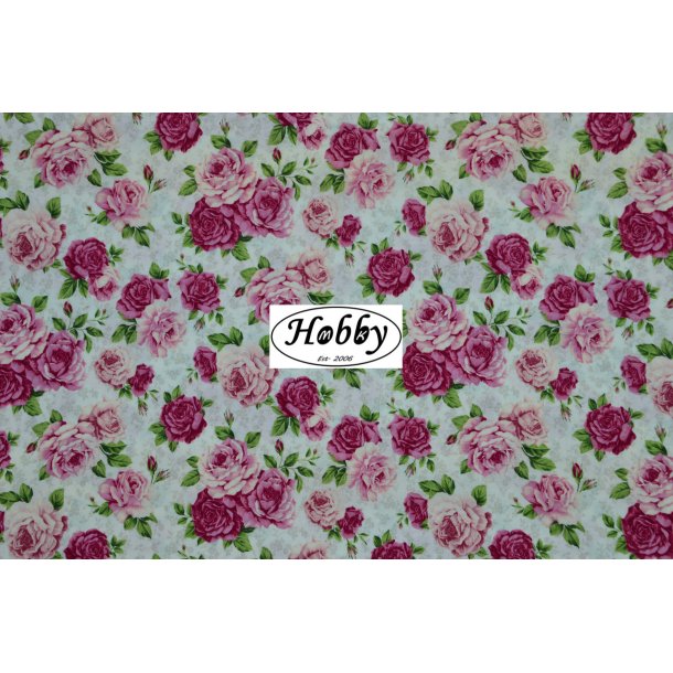 Pink roser p hvid bund